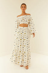 Palm Noosa Roma Crop Linen Scallop Butterflies