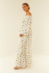 Palm Noosa Roma Crop Linen Scallop Butterflies