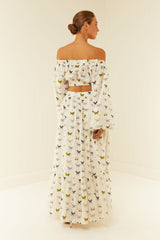 Palm Noosa Roma Crop Linen Scallop Butterflies