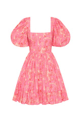 Palm Noosa Lola Dress Pink Palms Cotton Poplin