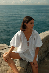 Olive Tie Top White