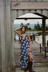 Palm Noosa Viola Dress Blue Hibiscus Viscose Georgette