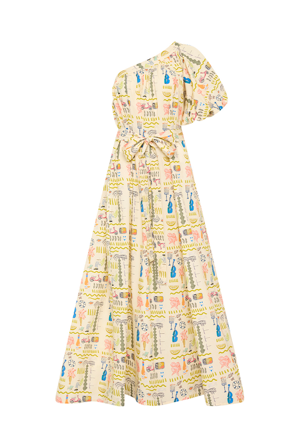 Palm Noosa Lotus Maxi Dress Verano Yellow Cotton Poplin