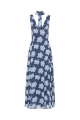 Palm Noosa Viola Dress Blue Hibiscus Viscose Georgette