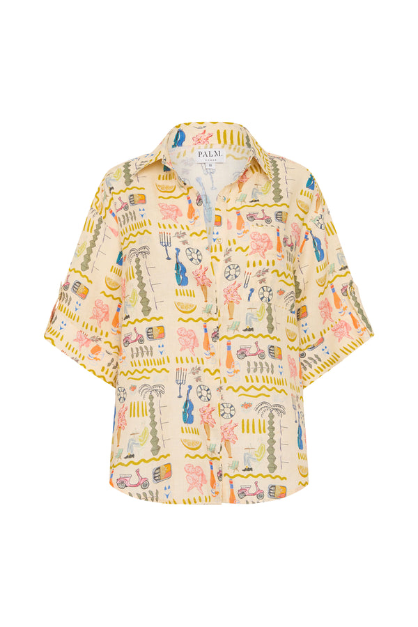 Palm Noosa Mirage Shirt Verano Yellow Linen