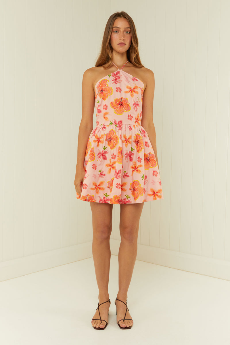 Palm Noosa Isabella Mini Dress Spanish Hibiscus