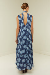 Palm Noosa Viola Dress Blue Hibiscus Viscose Georgette