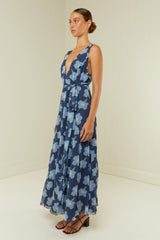 Palm Noosa Viola Dress Blue Hibiscus Viscose Georgette