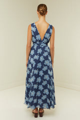 Palm Noosa Viola Dress Blue Hibiscus Viscose Georgette