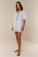 Olive Tie Top White