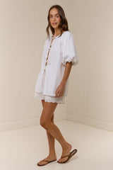 Olive Shorts with Lace White