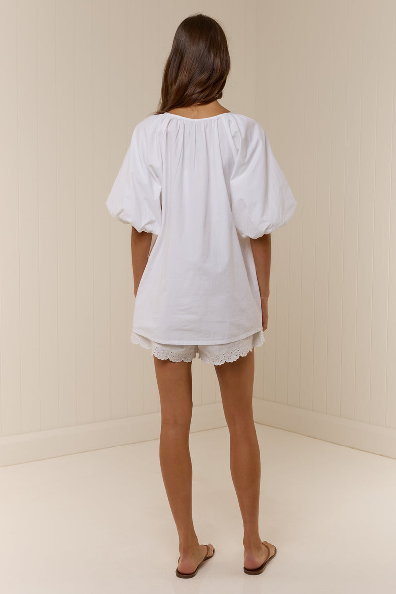 Olive Tie Top White