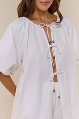 Olive Tie Top White