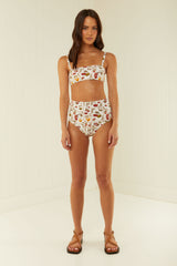 Palm Noosa Crop Top Bandeau Nylon Tomato Tiles