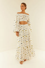 Palm Noosa Roma Crop Linen Scallop Butterflies