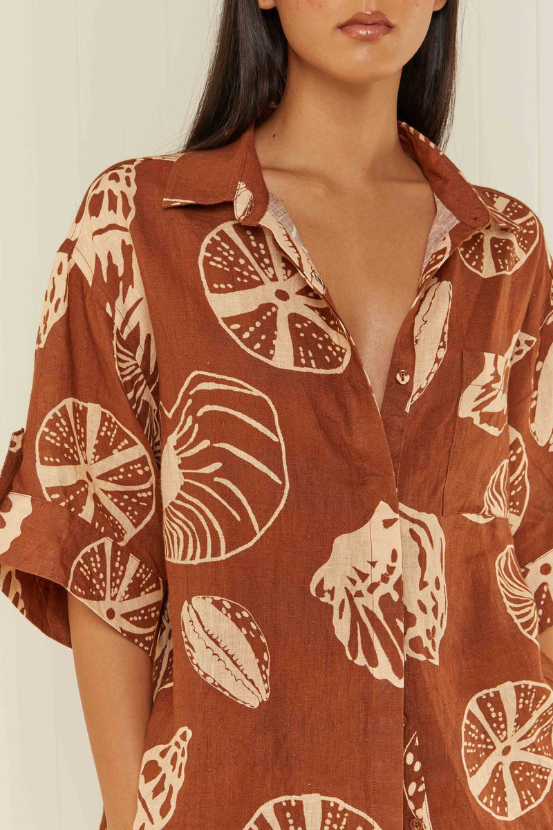 Palm Noosa Mirage Shirt Brown Shells