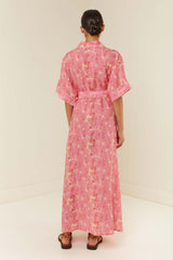 Palm Noosa Memento Dress Pink Palms Linen