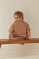 Palm Noosa Boys Holiday Shirt Linen Brown