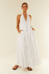Palm Noosa Checkmate Dress Cotton Tile Anglaise White