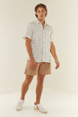 Palm Noosa Holiday Leisure Shirt Linen Blue Clams