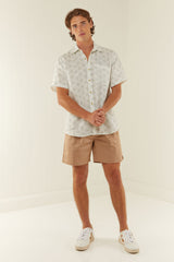 Palm Noosa Holiday Leisure Shirt Linen Blue Clams