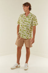 Palm Noosa Holiday Leisure Shirt Linen Green Palms