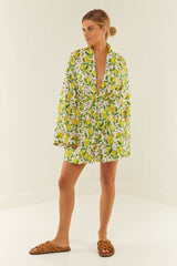 Palm Noosa Ace Of Spades Robe Linen Scallop Lemons