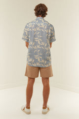 Palm Noosa Holiday Leisure Shirt Linen Eves Leaves Blue