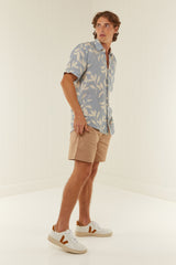Palm Noosa Holiday Leisure Shirt Linen Eves Leaves Blue