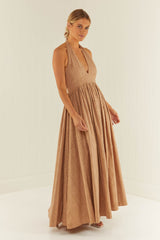 Palm Noosa Checkmate Dress Cotton Tile Anglaise Brown