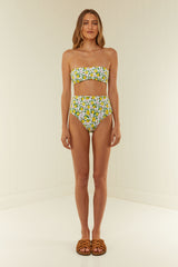Palm Noosa High Waisted Bikini Bottom Nylon Lemons