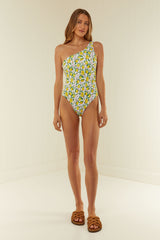 Palm Noosa One Shoulder One Piece Nylon Lemons